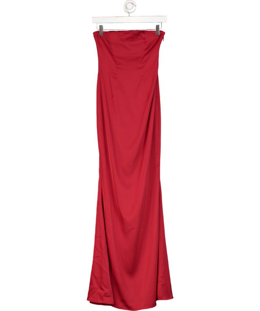 Oh Polly Mandi Scarf-detail Strapless Gown In Scarlet Red UK 6