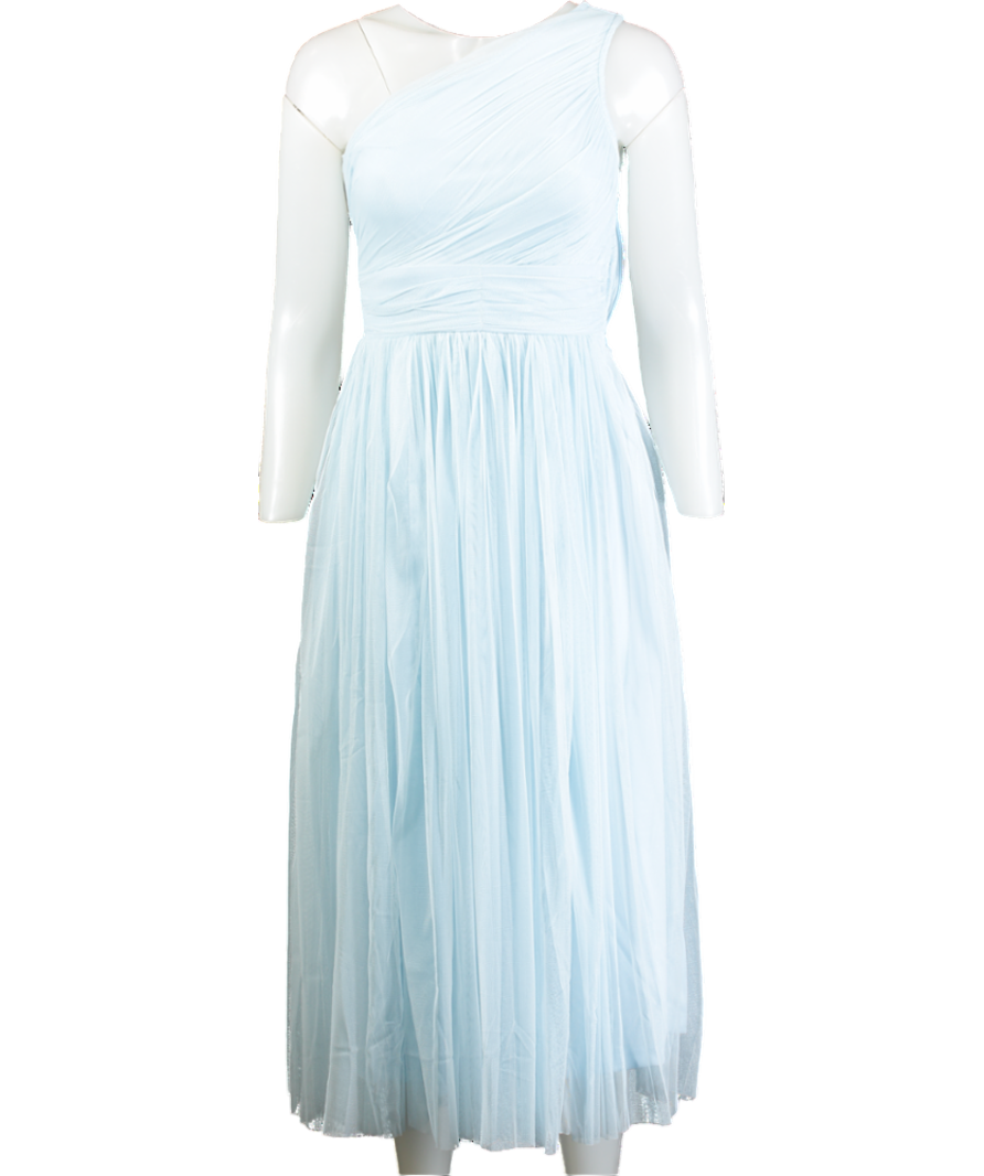 Lace & Beads Blue One Shoulder Tulle Midi Dress UK 6