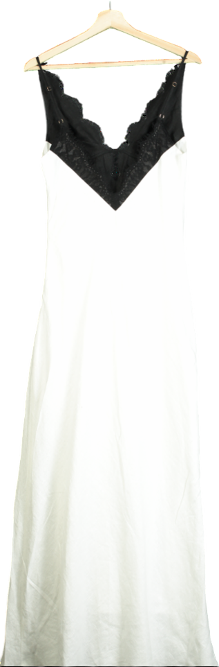 DISSH White And Black Hazel Lace & Linen Maxi Dress UK 8