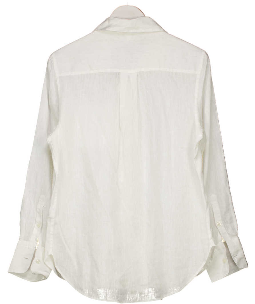 REISS White Belle Linen Button-through Shirt UK 10