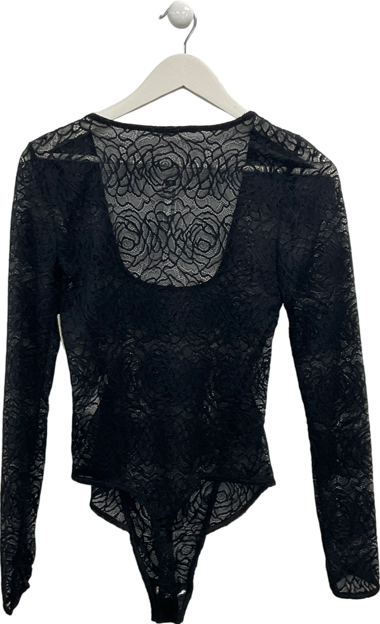 Free People Black Perfectly Fine Lace Bodysuit UK S