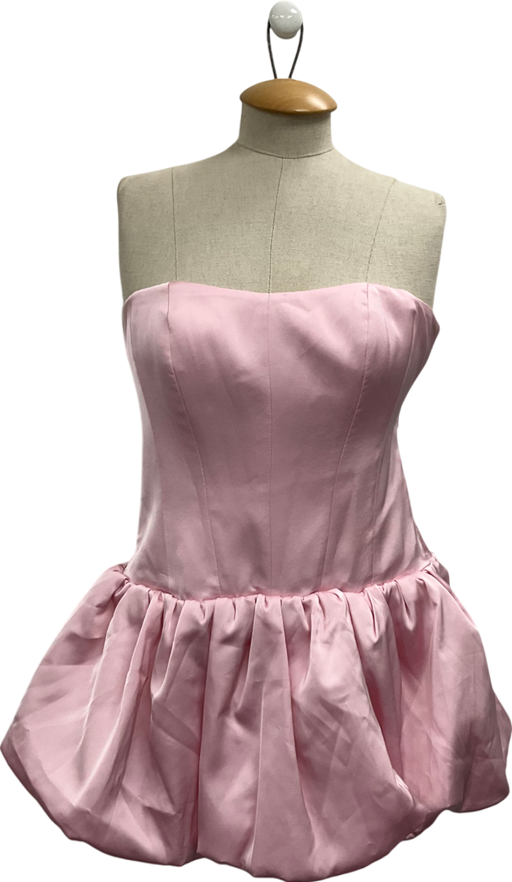 Oh Polly Pink Fabiola Lace Up Bubble Hem Corset Mini Dress UK 10