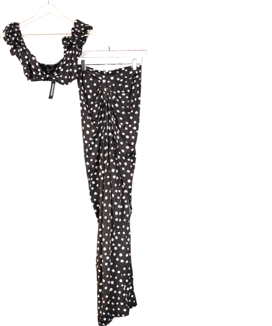 Majorelle Black Polka Dot Crop Top And Skirt Set UK M