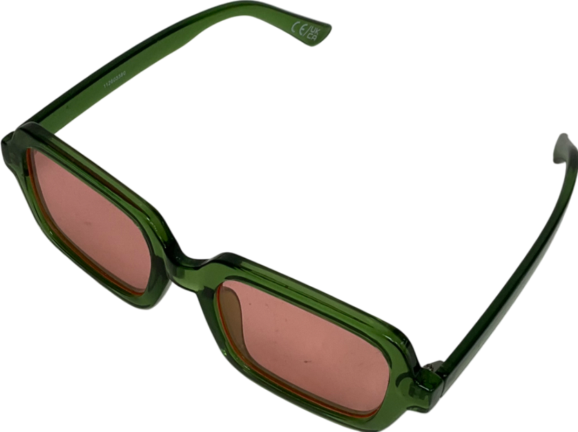 Square Sunglasses In Green With Pink Lens One Size