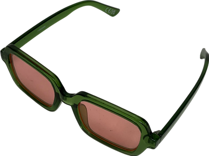 Square Sunglasses In Green With Pink Lens One Size