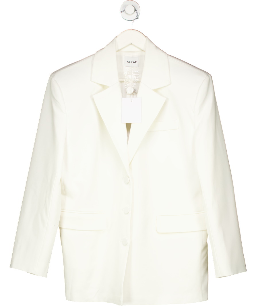 aexae White Wool Oversized Blazer UK M