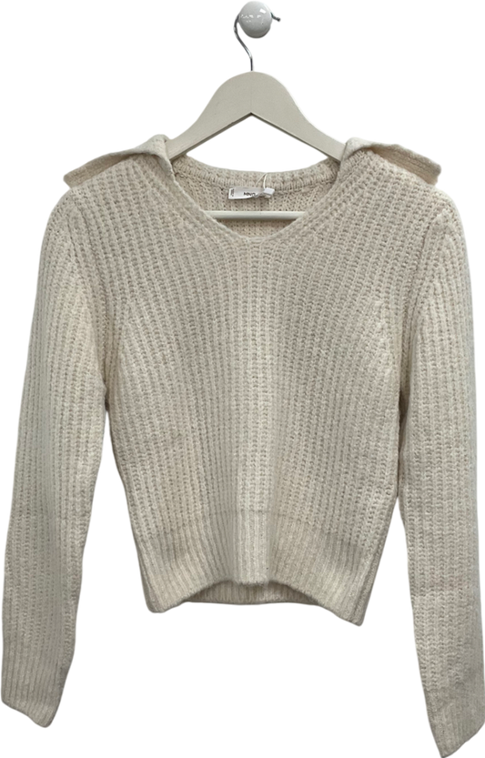 MANGO Cream Collared Jumper UK S