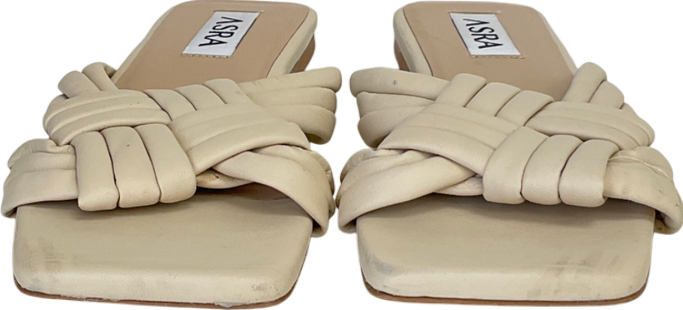 asra Nude Sebra Leather Flat Sandals UK 6 EU 39 👠