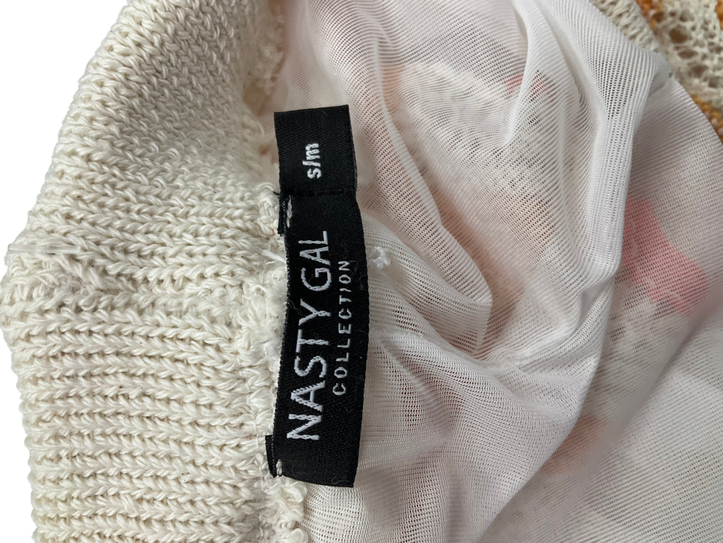 Nasty Gal White Striped Crotchet Top And Shorts Co-ord UK S/M