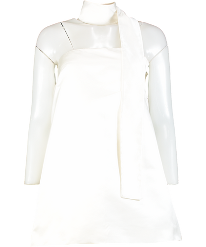 Maximilian White Grace Duchesse Satin Mini Dress UK 6