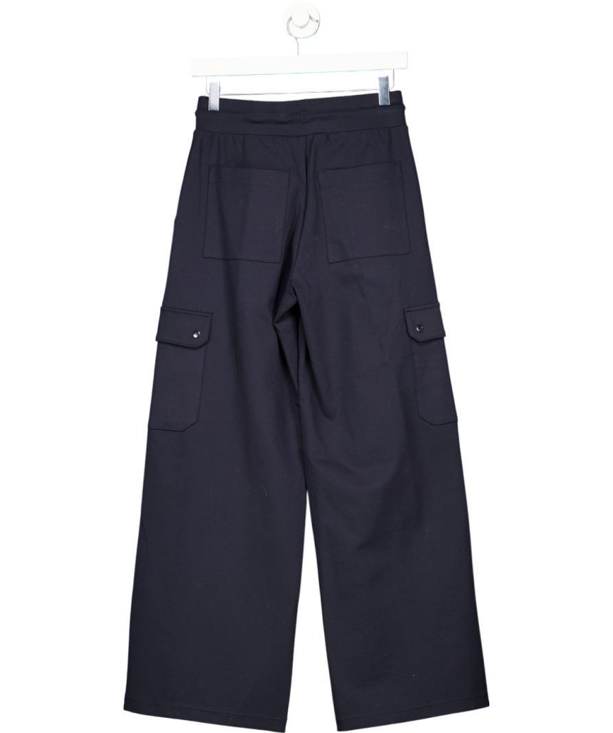 M&S Blue Ponte Utility Wide Leg Trousers UK 8