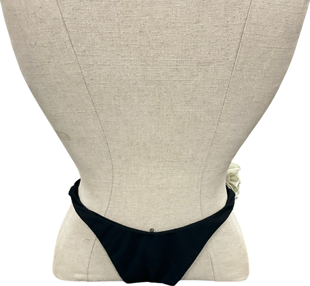 SAME Women's Black 90s Floral-applique Bikini Bottoms UK XS