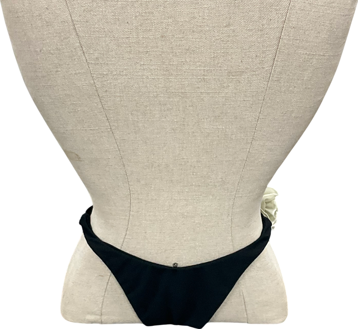 SAME Women's Black 90s Floral-applique Bikini Bottoms UK XS