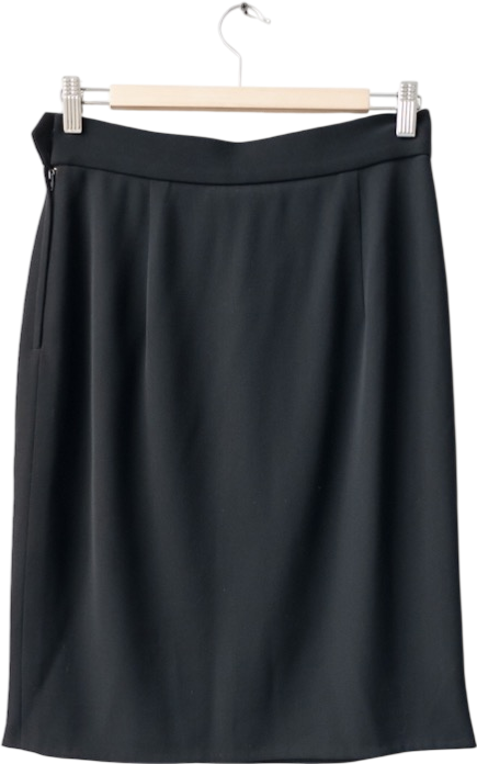MOSCHINO COUTURE Black Wool Pencil Skirt UK 12