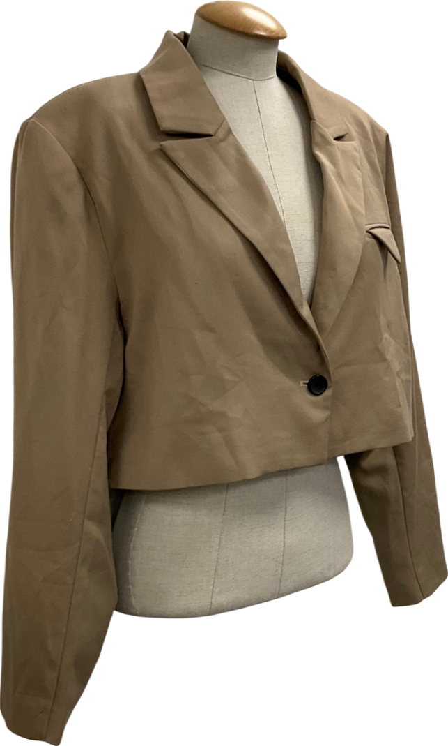 4th & Reckless Beige Cropped Blazer With Pocket Detail UK 12