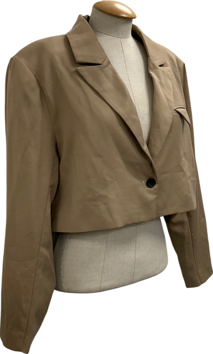 4th & Reckless Beige Cropped Blazer With Pocket Detail UK 12