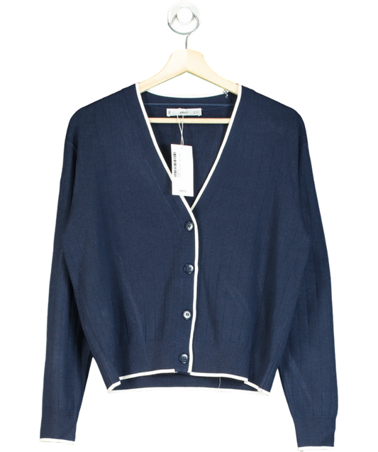 MANGO Blue Cardigan With Contrasting Trims UK S