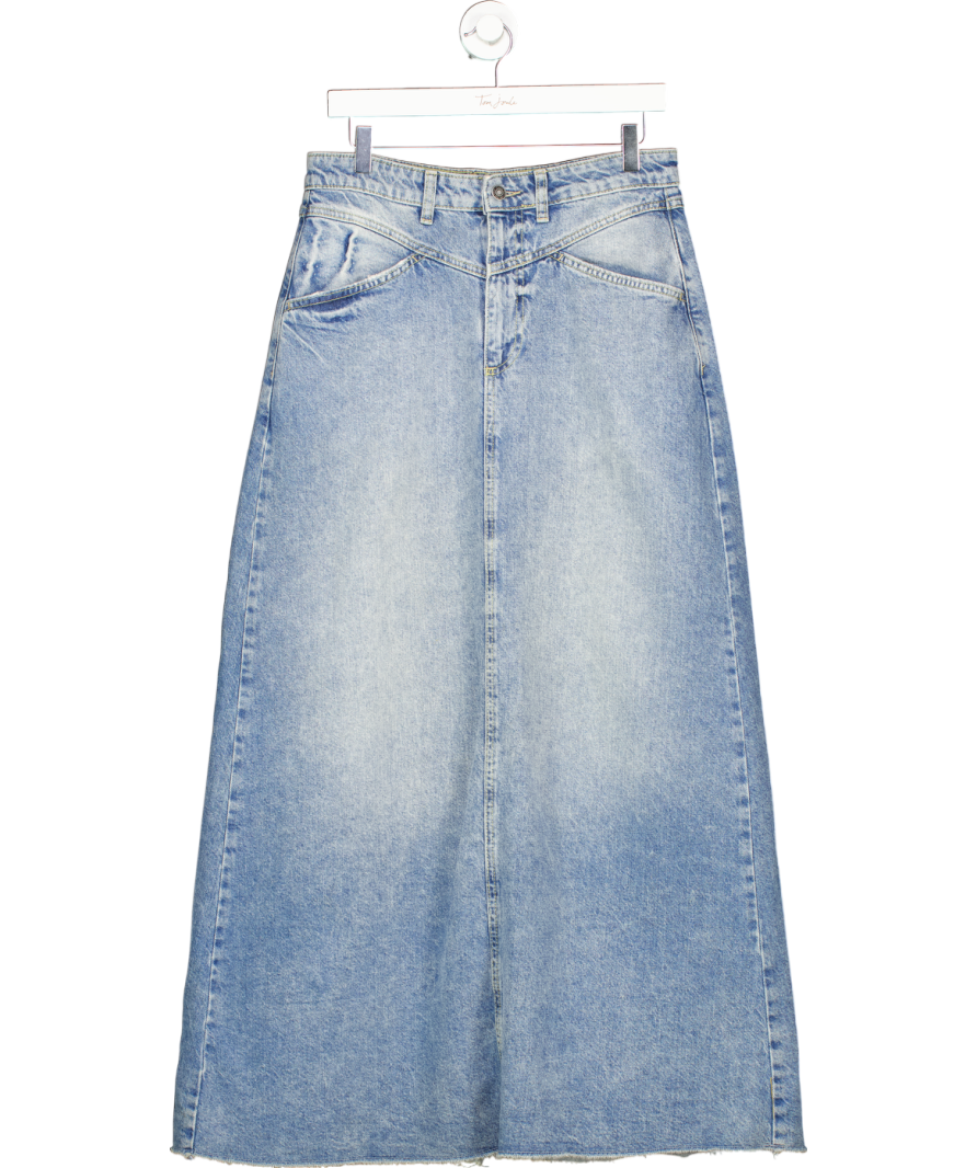 Free People Blue Come As You Are Denim Maxi Skirt UK 8