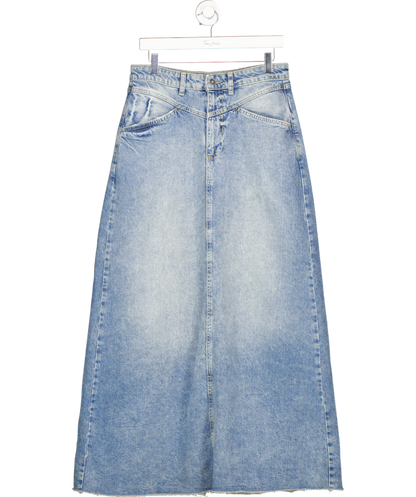 Free People Blue Come As You Are Denim Maxi Skirt UK 8