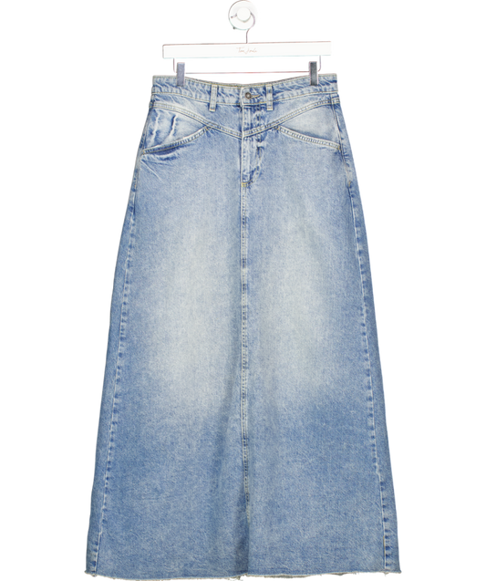 Free People Blue Come As You Are Denim Maxi Skirt UK 8