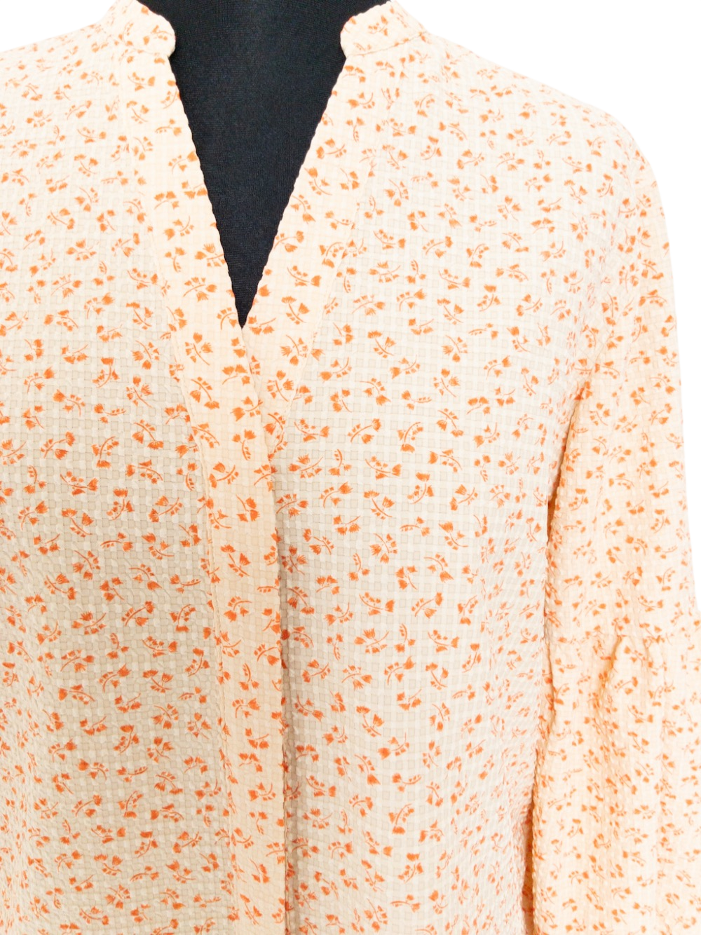 SECOND FEMALE Orange Ditsy Floral Balloon Sleeve Blouse UK S