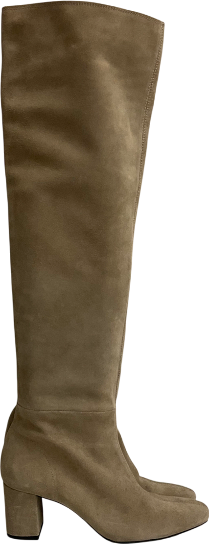 ZARA Beige Suede Leather Suede Knee High Boots UK 5 EU 38 👠