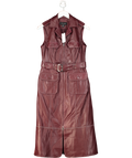 Karen Millen Red Leather Contrast Stitch Sleeveless Midi Dress UK 10