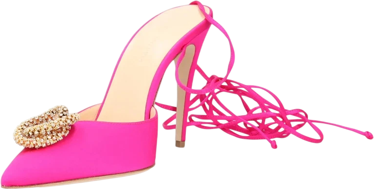 MAGDA BUTRYM Fuchsia Pink / Gold Crystal-embellished Satin High Heel Pumps UK 3 EU 36