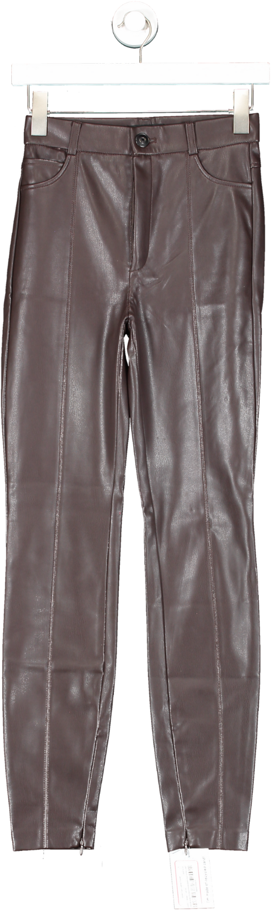 ZARA Brown Faux Leather Trouser UK XS