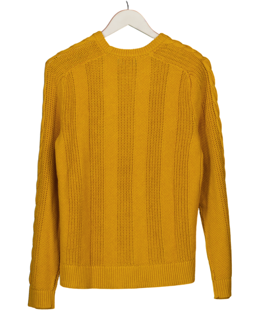 TALBOTS Yellow Chunky Cable Knit Crewneck Sweater UK M
