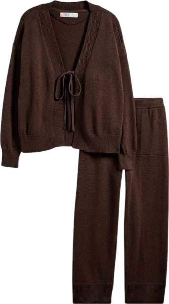 FREE PEOPLE 2-piece Chocolate Brown Loungewear Set UK M