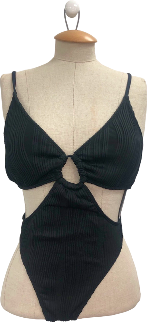 Black Cut Out Swimsuit UK L