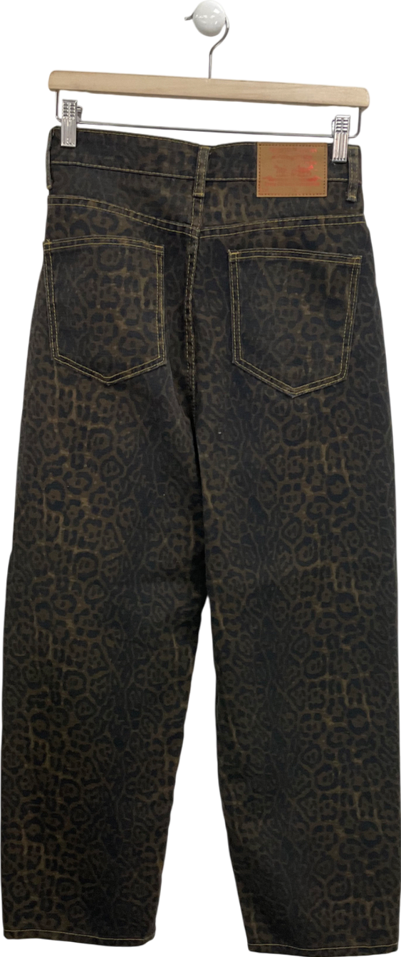 Brown Leopard Print Jeans UK S