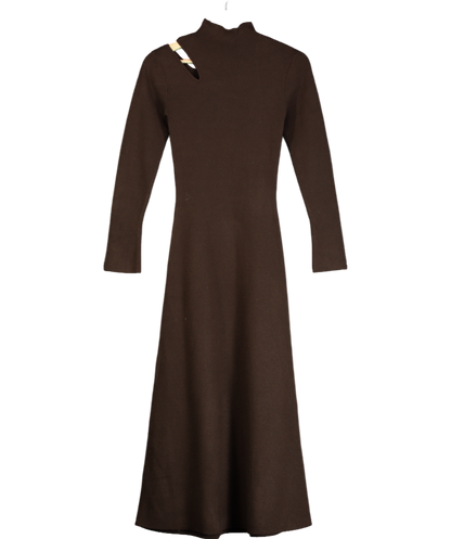 River Island Brown Long Sleeve Cut Out Midi Dress UK 6