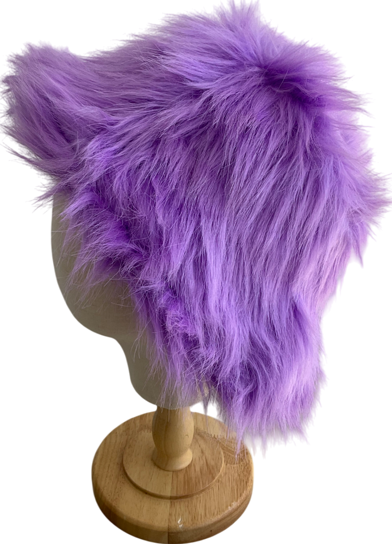 Purple Faux Fur Bucket Hat One Size