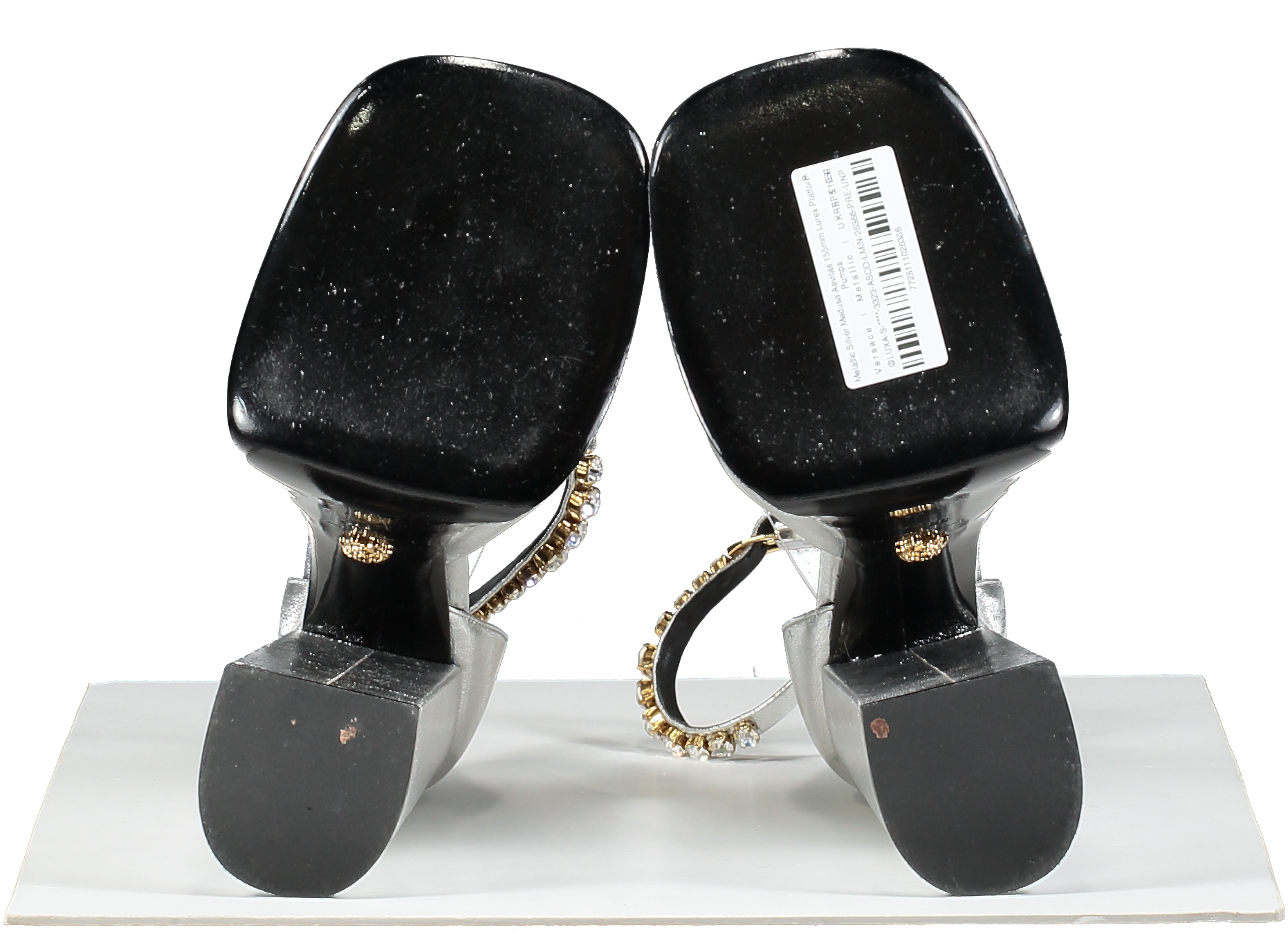 Versace Metallic Silver Medusa Aevitas 155mm Platform Pumps UK 5.5 EU 38.5 👠