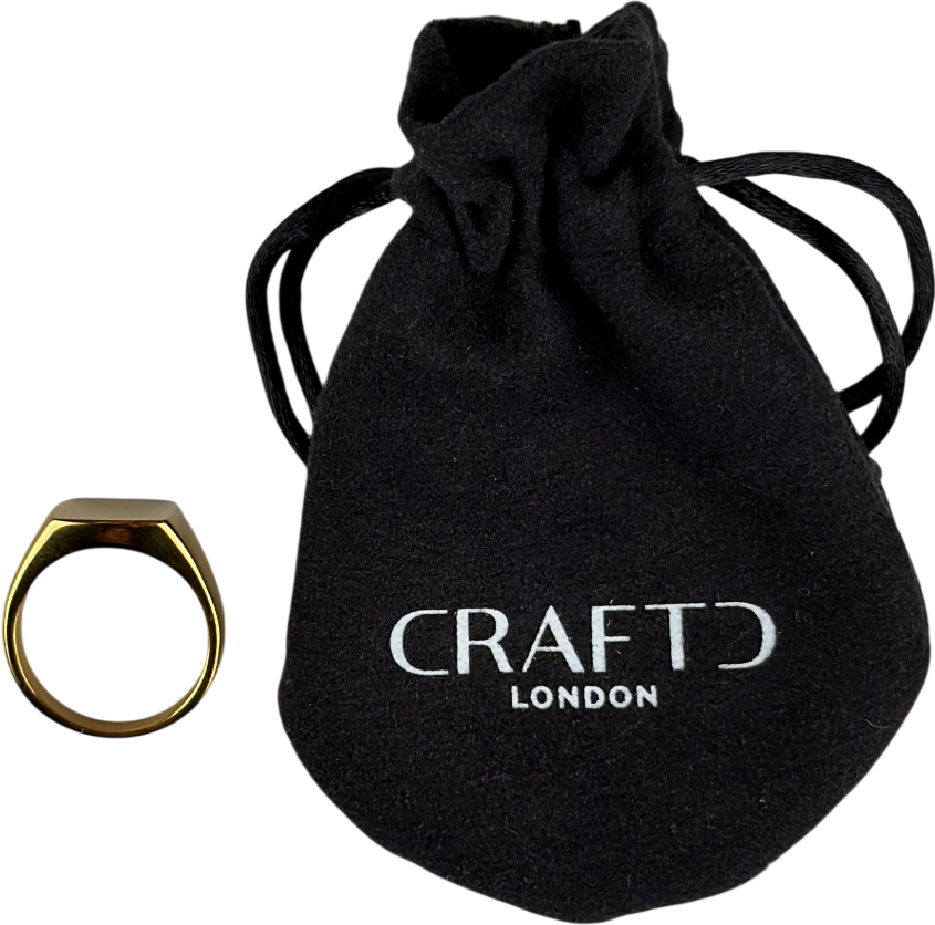 CRAFTD LONDON Square 18k Yellow Gold Plated Signet Ring SIZE U