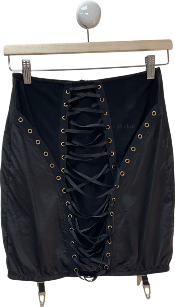 ASOS Black Corset Style Top With Suspenders UK 10