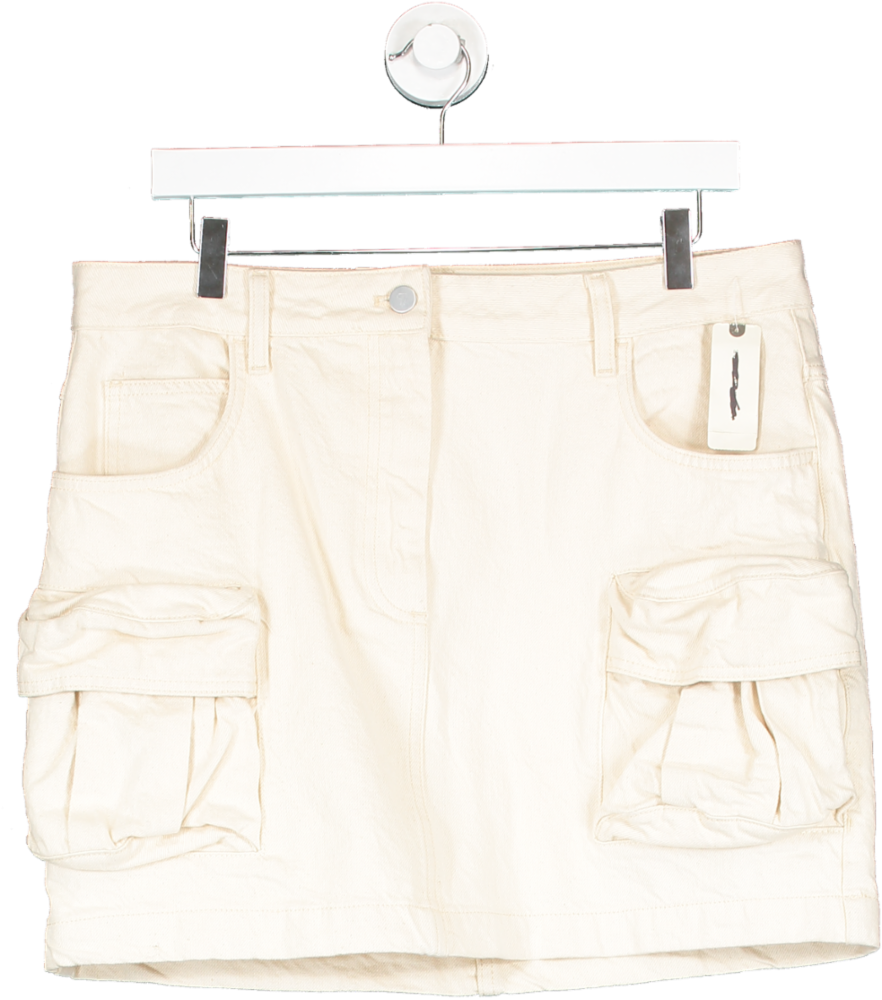 Pilcro Cream Denim Cargo Mini Skirt UK 16