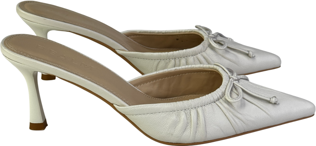 REALM The Courts Vintage White Leather Kitten Heel Mules UK 6 EU 39 👠