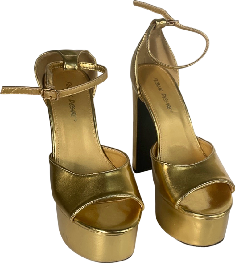 Public Desire Gold Platform Heels UK 5