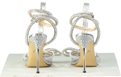 Mach & Mach Silver Rhinestone-Embellished PVC Sandals EU 41 UK 8