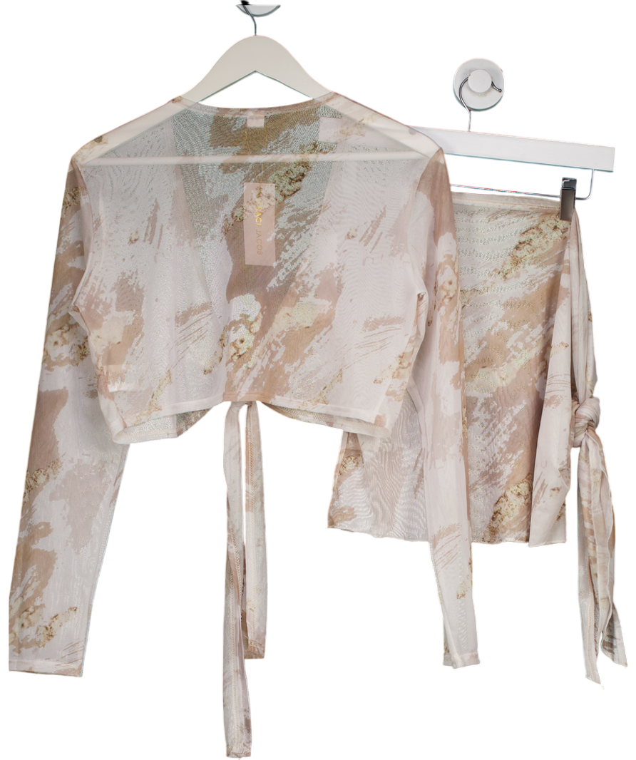 Grace Jacob Beige Marble Crop Top And Skirt UK XL