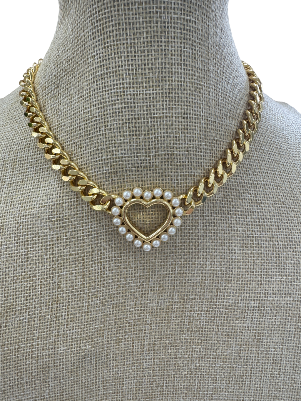 Celeste Starre Yellow Pearl Heart Chunky Gold Necklace