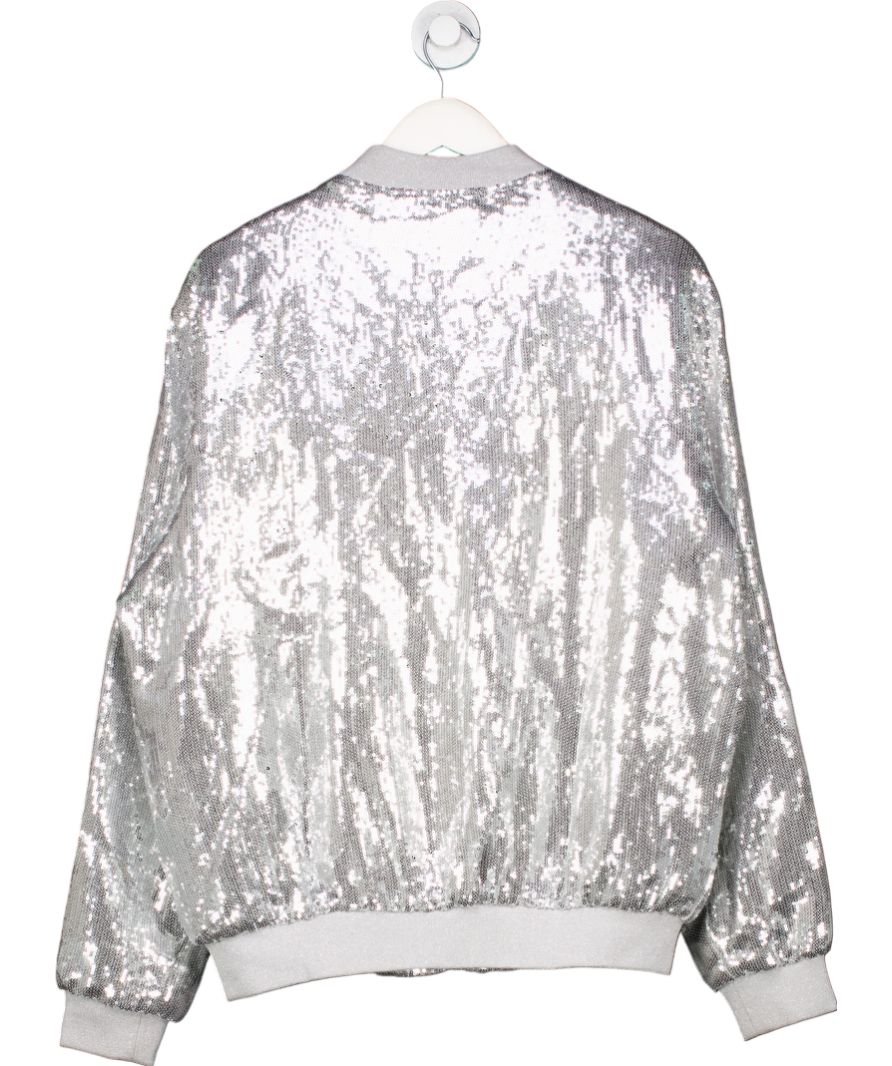 Jogal Style Metallic Sequins Nightclub Styles Zip Up Varsity Baseball Bomber Jacket UK XL