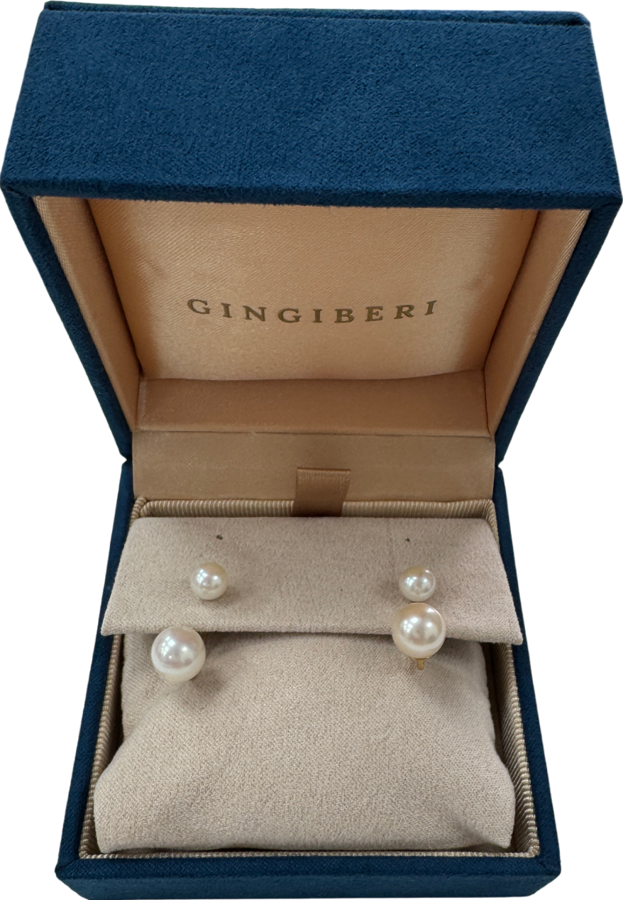 GINGIBERI Real 18k Yellow Gold And Pearl Earrings