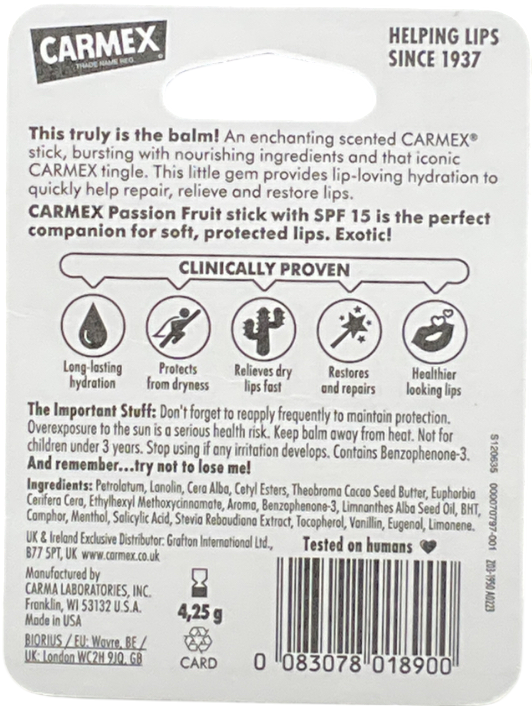 Carmex Passion Fruit Stick With Spf 15 4g