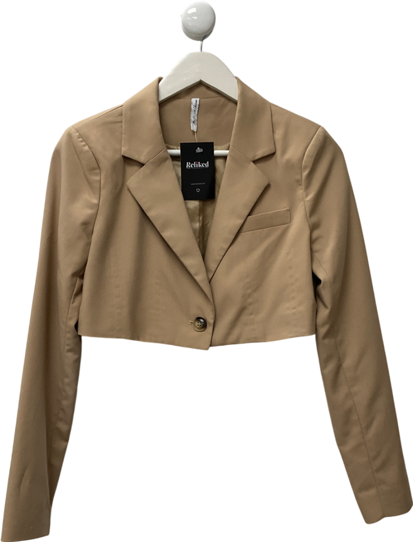 AsYou Beige Cropped Blazer In Tan UK 10