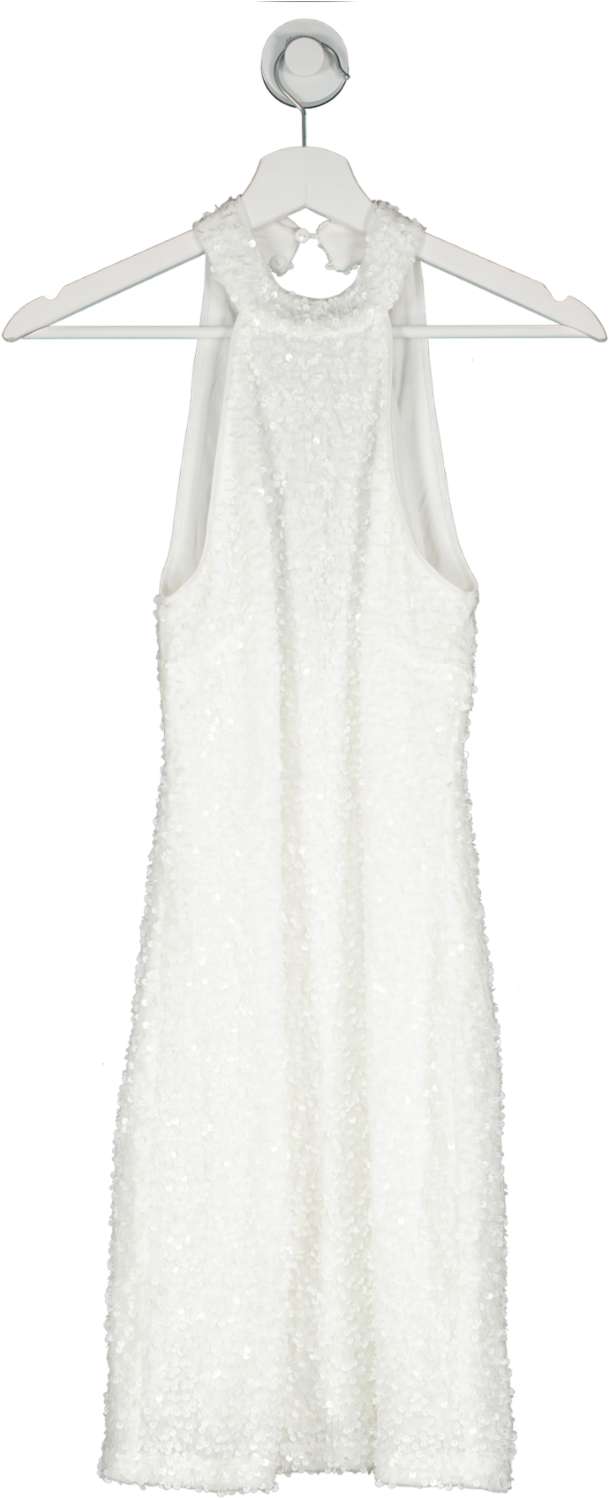 New Look White Sequin Halter Neck Mini Dress UK 6