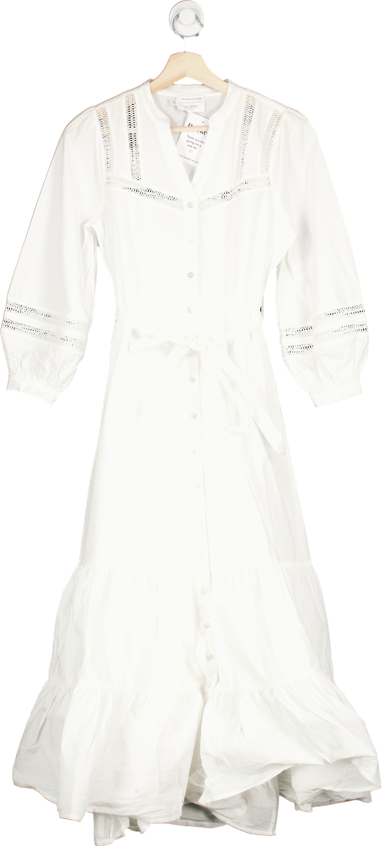 Hobbs White Limited Edition Button Down Midi Dress UK 6